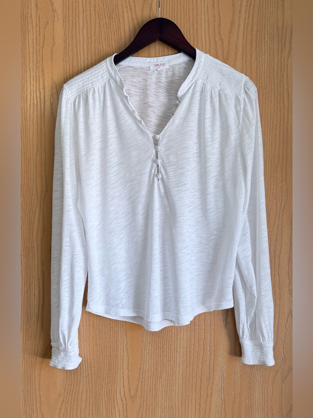 Goldie | Women’s Small | White Lewinter Pima Cotton Peasant Blouse Pintucked